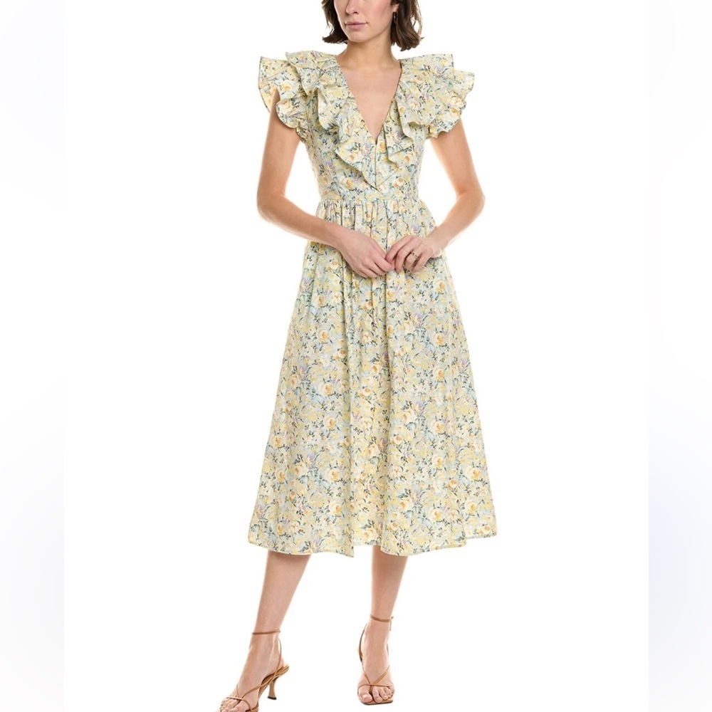 Revolve o.p.t Kate floral ruffle midi dress - Picture 3 of 10